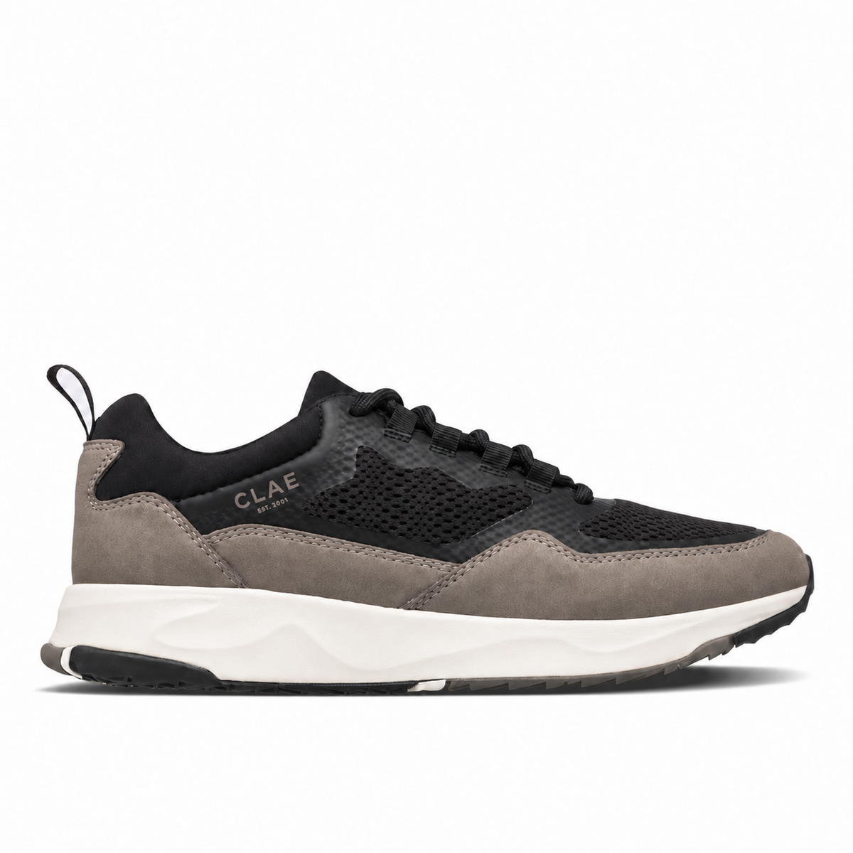 CLAE Milo Black Fallen Rock – side view with round black laces
