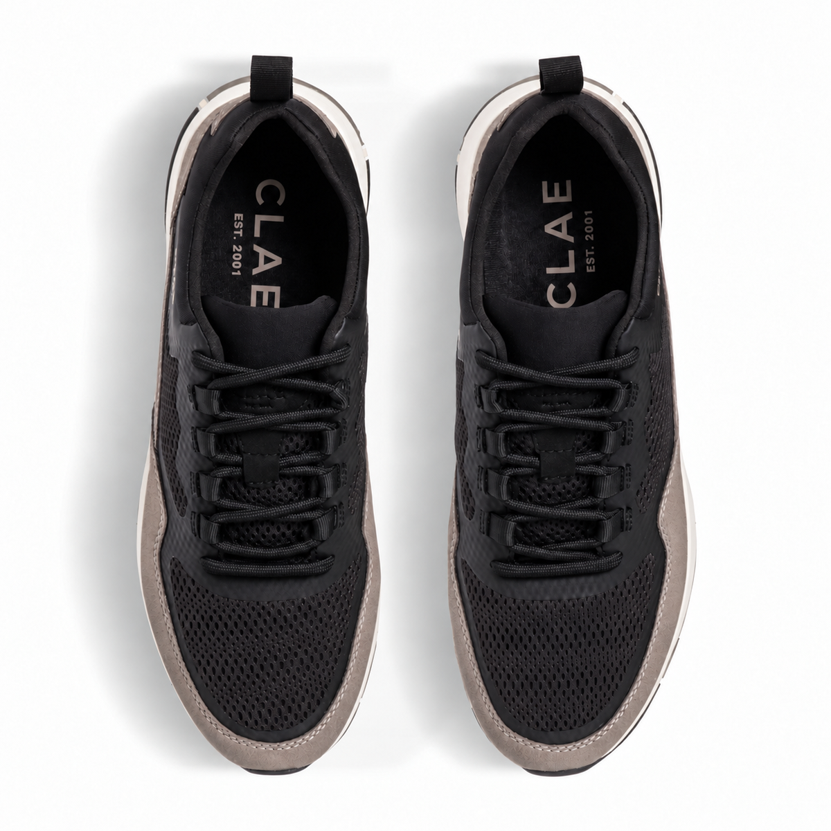 CLAE Milo Black Fallen Rock – top view with round black laces