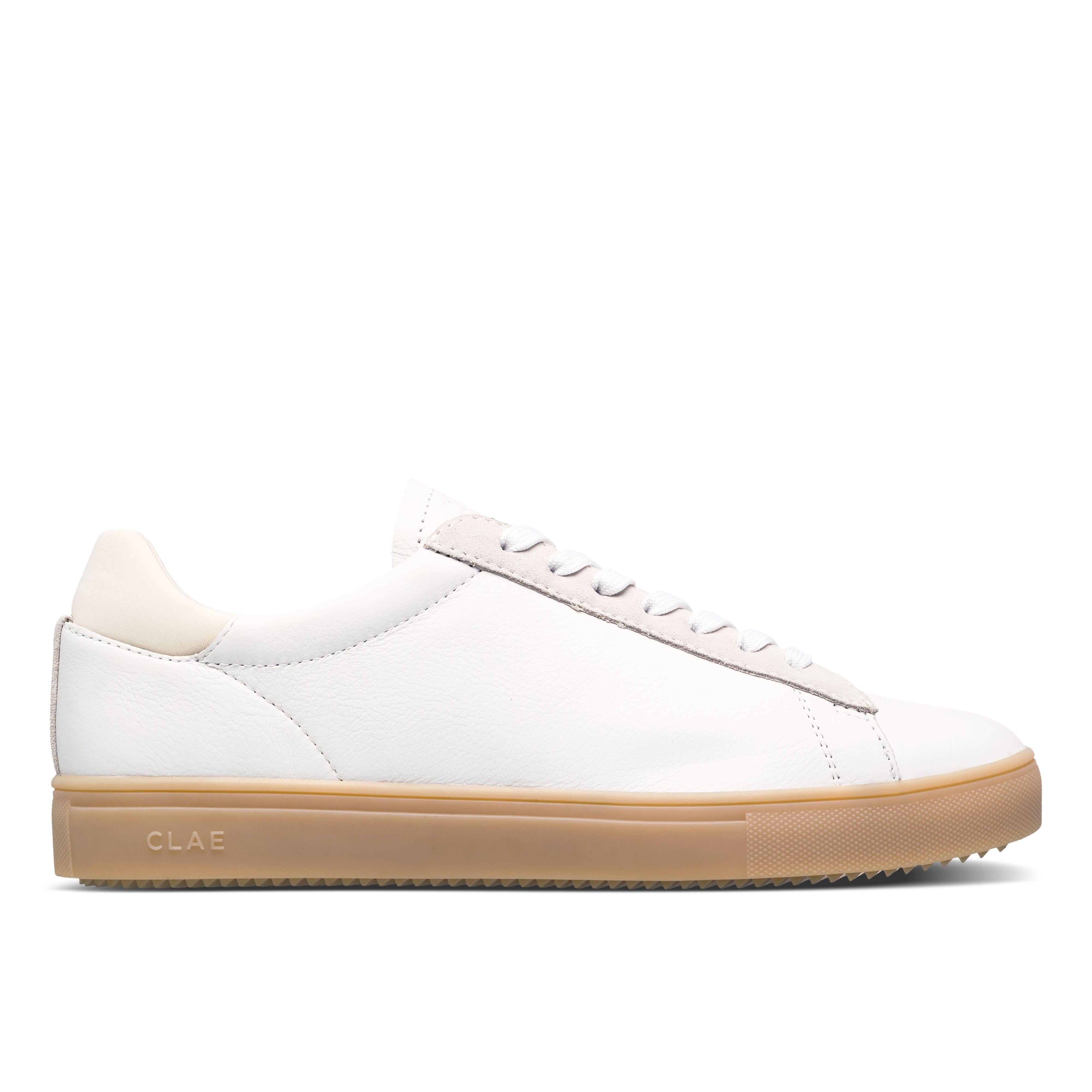 Bradley court shoe in White Off-White Light Nat Gum with Italian leather, suede, and neoprene upper, timeless design with Standard Premium (SP) sole.