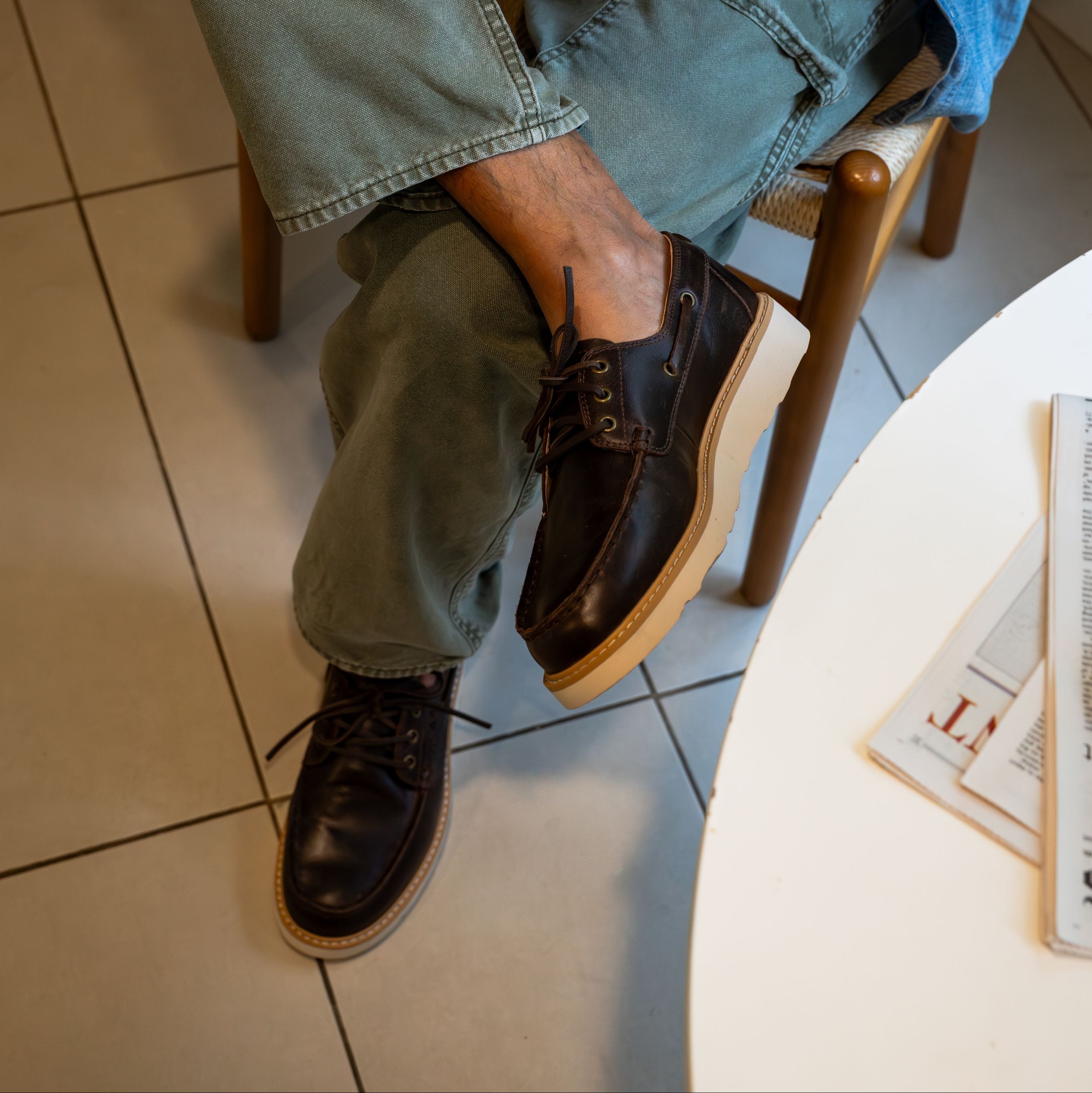 Carter Heritage Collection shoe worn in casual lifestyle setting, showcasing comfort and versatile style.”