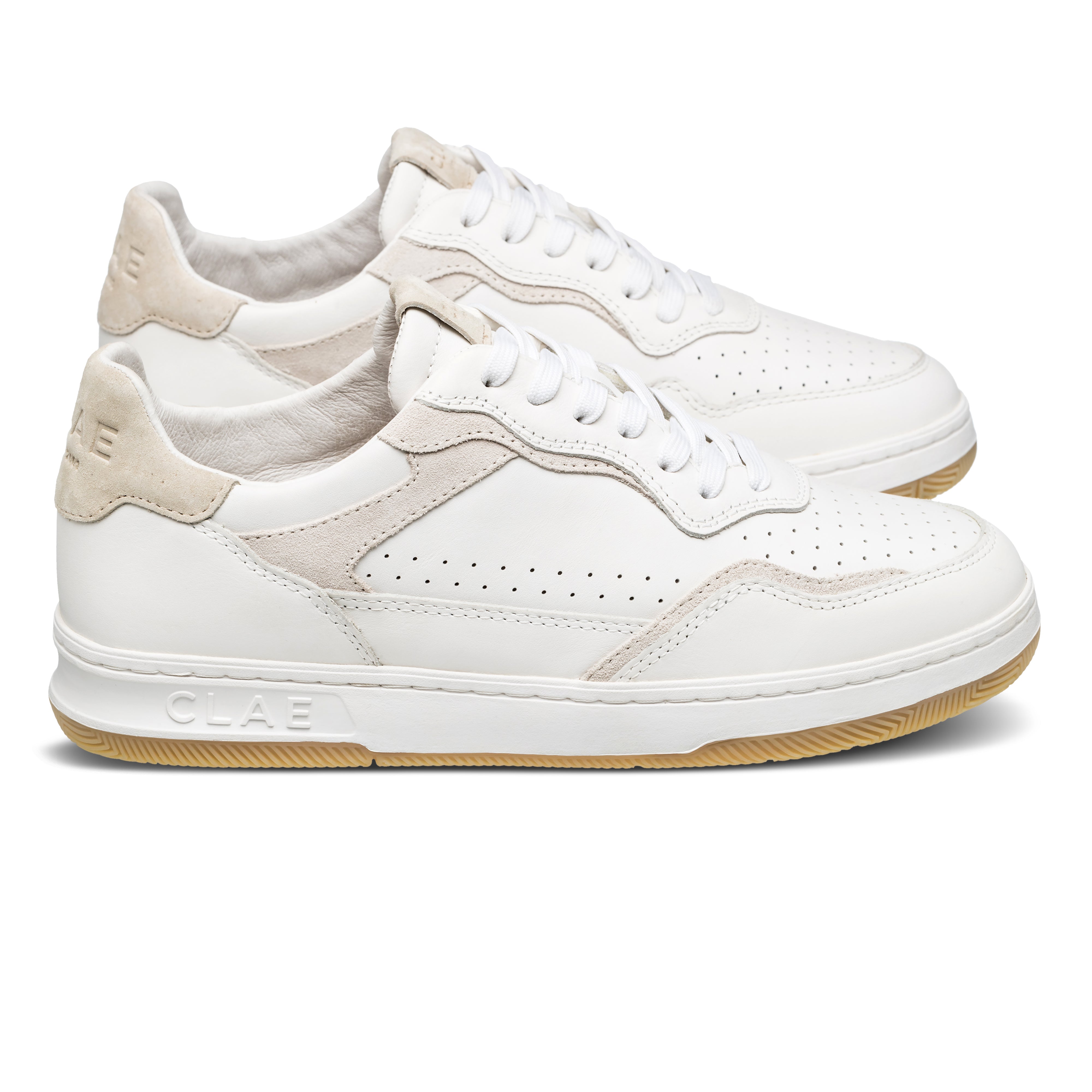 Haywood court shoe in White Wood Ash with suede and Italian leather upper, side view showing refined silhouette and premium craftsmanship.