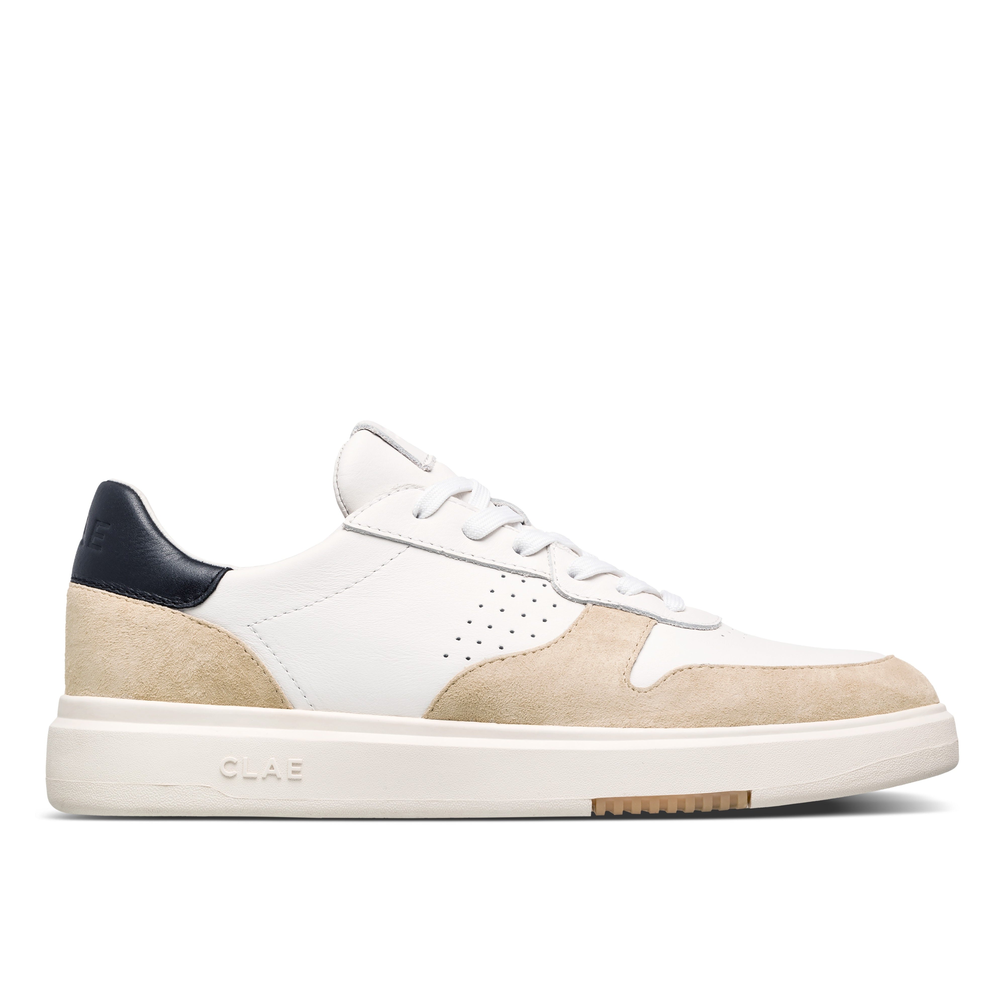 Moses sneaker in White Wood Ash Black with Italian leather and suede upper, premium design with All Court (AC) outsole.